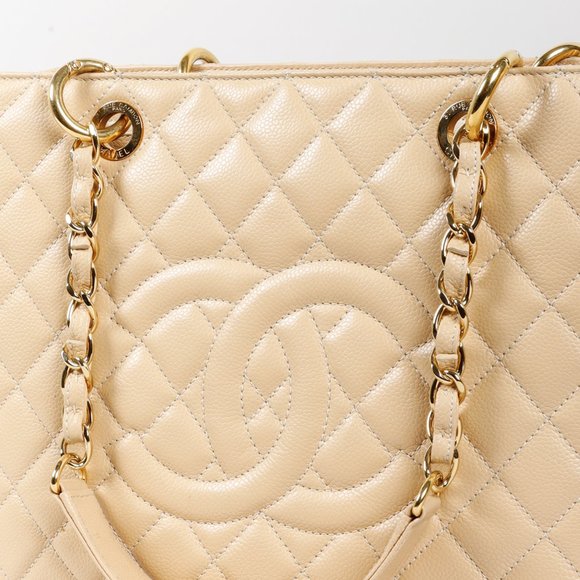Chanel Beige Caviar Grand Shopping Tote GST GHW - Picture 8 of 13